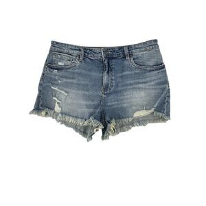 Kut Size 12 Women Jane High Rise Denim Mini Shorts Jean Distressed AB31
